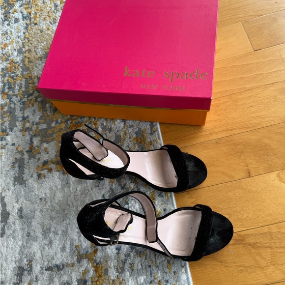 Kate Spade Isa Black Satin Ankle Strap Heels Size 7.5 - Picture 3 of 10